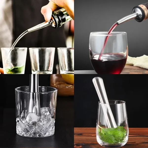 1-6Pcs 750ml 750/600ml Cocktail Shaker Set With Cocktail Recipe, Bartending Kit Bar Tools Accessories Pourer Muddler Jigger - Image 5