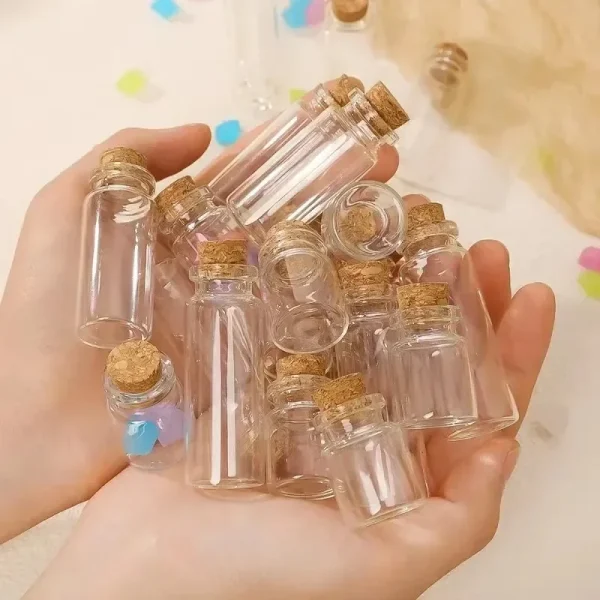 50/10PCS Small Glass Bottles with Cork Stoppers Mini Glass Vials Cork Transparent Wishing Bottles Storage Candy Jars DIY Decor - Image 2
