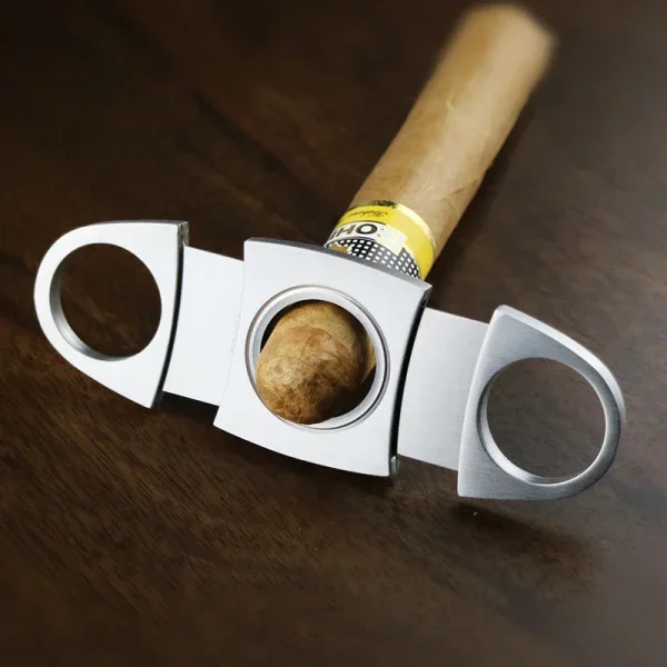 Stainless Steel Cigar Cutter, Metal Guillotine, Scissors, Puncher, Cutting Knife, Gift, Classic - Image 3