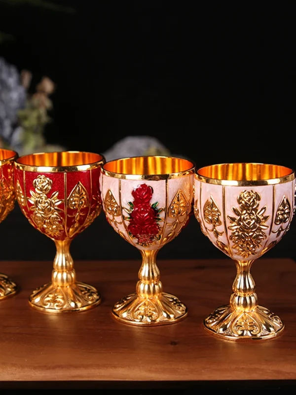 Mini 30ML Metal Wine Glasses Vintage European Style Wine Cup Champagne Cocktail Glasses Bar Drinkware Home Decoration Cup - Image 4