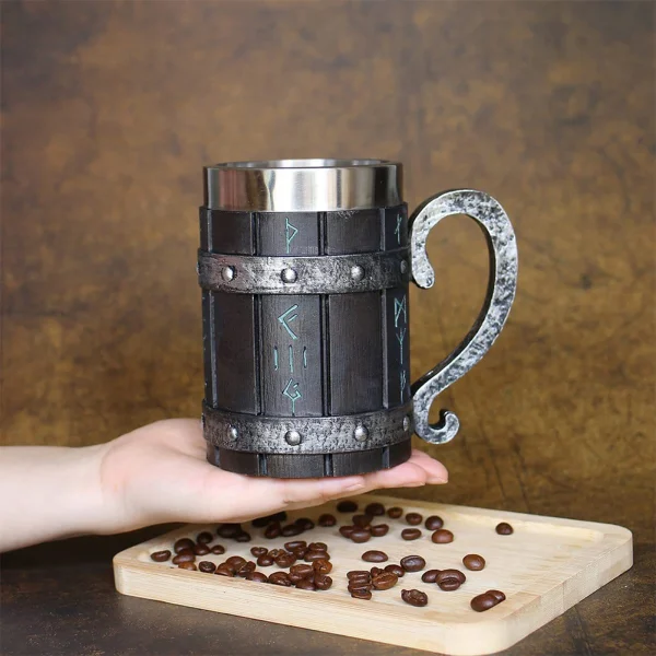 Stainless Steel Beer Mug Home Shatterproof Bar Decor Retro Viking Coffee Cup Vintage Mug Drinkware Kitchen Supplies - Image 4