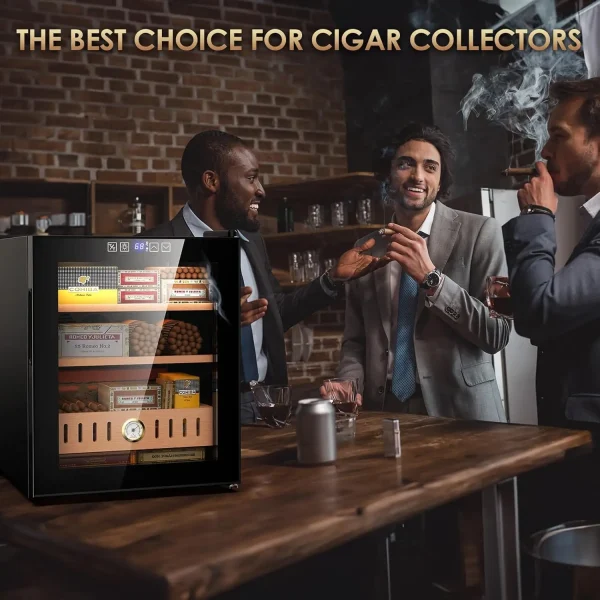 50L Electric Cigar Humidor Cabinet, Large Capacity 300 Count, LED Digital Display, with Spanish Cedar Wooden Drawer & Shelf - Image 6