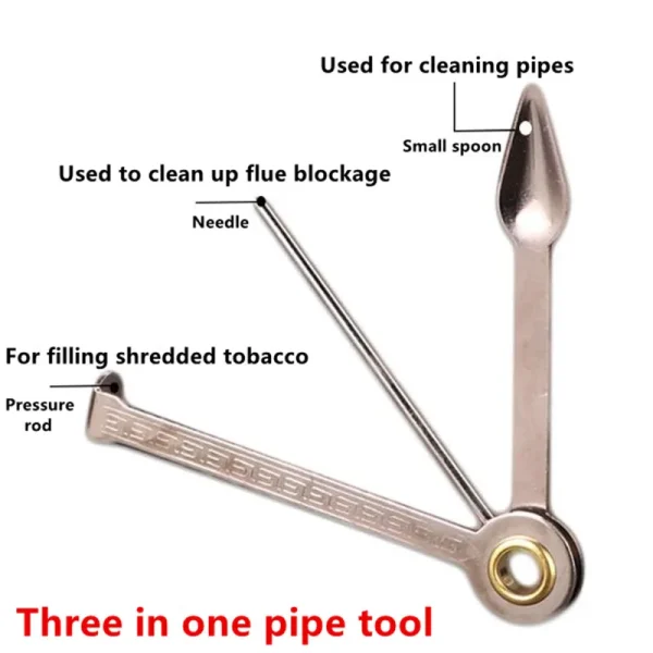 Multifunctional 3in1 Stainless Steel Smoking Wood Pipe Cleaner Cleaning Tool Smoking Accessories Weed Accessories - Image 3