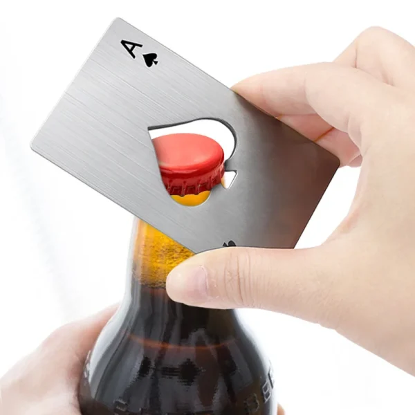 1PC Beer Bottle Picker Opener Poker Creative Pocket Metal Multifunction Credit Card Bottle Opener Black Peach A Stainless Steel - Image 2