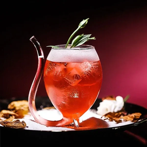 Creative Goblet Glass Mug with Straw For Cold Drink Wine Glass Juice Glass Squirrel Cup Home Use Party Bar - Image 2