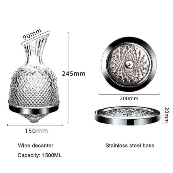 360° Rotating Decanters Spinning Crystal Red Wine Decanter Carafes Wine Decanter Lead-free Crystal Glass 1500ml Wine Accessories - Image 6