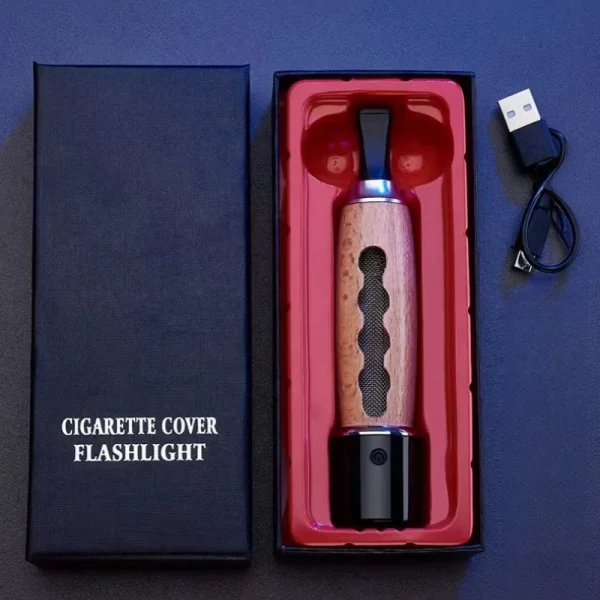Vintage Wood Grain Creative USB Tungsten Coil Lighter Car Portable Ash Collection Anti-dirty Cigarettes Filter Charging lighter - Image 6