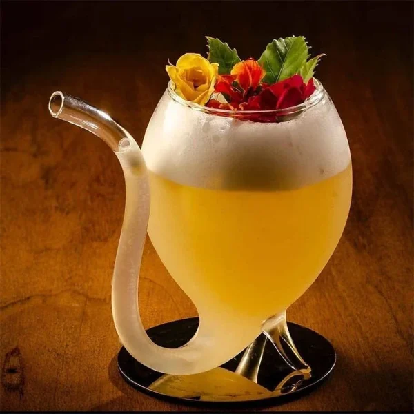 Creative Goblet Glass Mug with Straw For Cold Drink Wine Glass Juice Glass Squirrel Cup Home Use Party Bar - Image 4