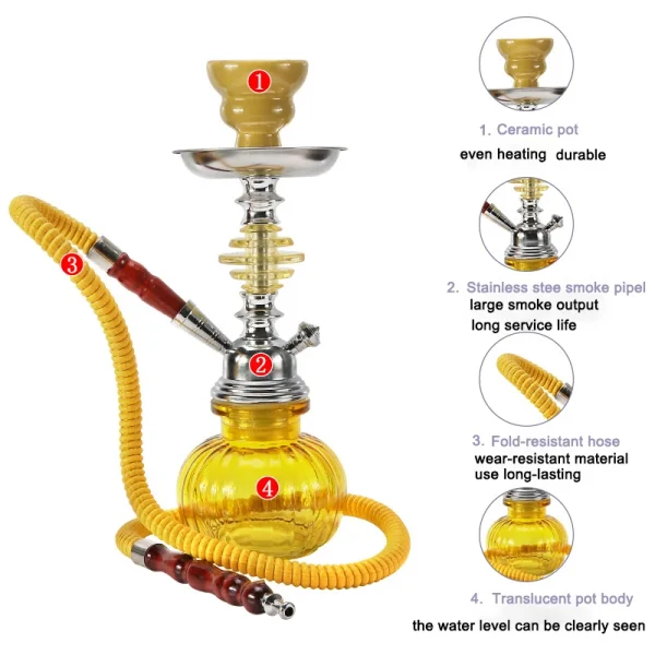 Hookah Shisha Set Traditional Luxury Acrylic Single Hose Pipe Home Bar Smoking Accessories Birthday Gift Home Decoration Hookah