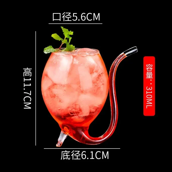 Creative Goblet Glass Mug with Straw For Cold Drink Wine Glass Juice Glass Squirrel Cup Home Use Party Bar - Image 3