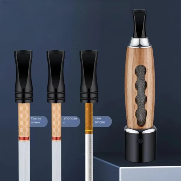 Vintage Wood Grain Creative USB Tungsten Coil Lighter Car Portable Ash Collection Anti-dirty Cigarettes Filter Charging lighter - Image 5