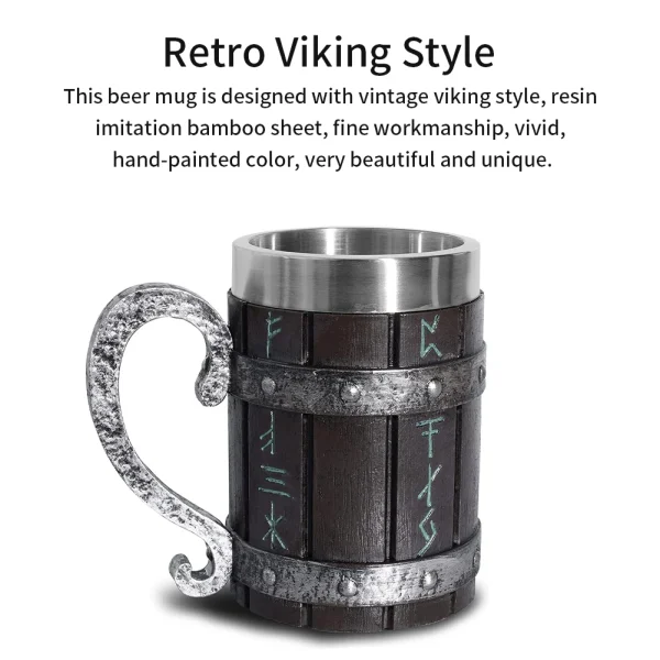 Stainless Steel Beer Mug Home Shatterproof Bar Decor Retro Viking Coffee Cup Vintage Mug Drinkware Kitchen Supplies - Image 6