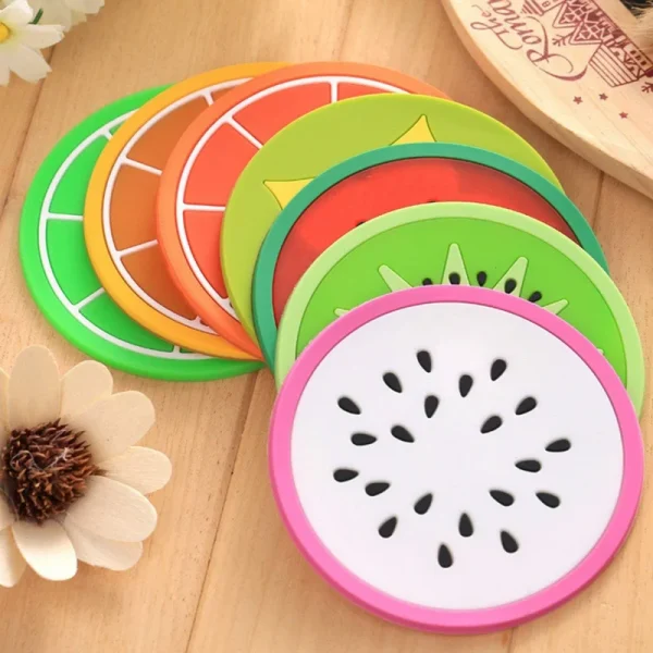 7pcs Coloured non-slip coasters - Scratch-resistant beverage coasters with heat insulation - Image 3