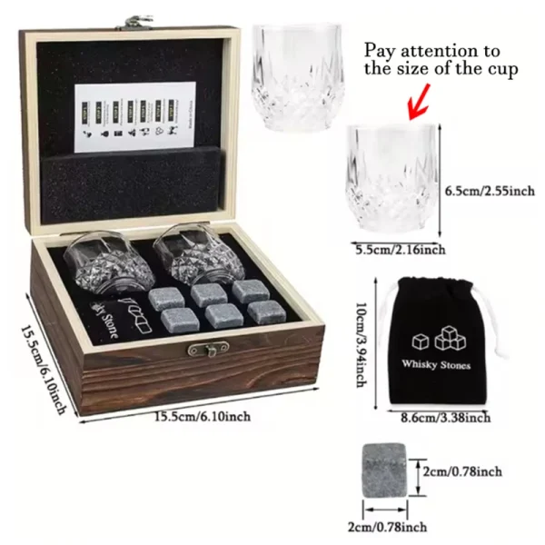 Christmas Valentine's Gift Whiskey Stones Glasses Set Granite Ice Cube For Whisky in Wooden Bottle Box Present For Dad Husband - Image 6