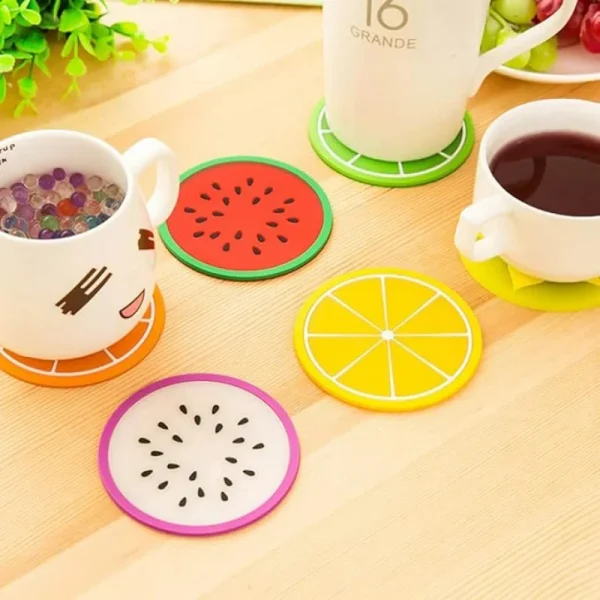 7pcs Coloured non-slip coasters - Scratch-resistant beverage coasters with heat insulation - Image 5