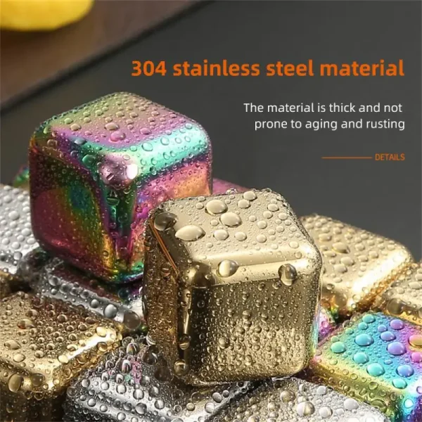 Reusable Whiskey Stones Stainless Steel Ice Cubes Quick-Freeze Wine Cooler Food Grade Metal Pellets Beer Cooler Bar Accessories