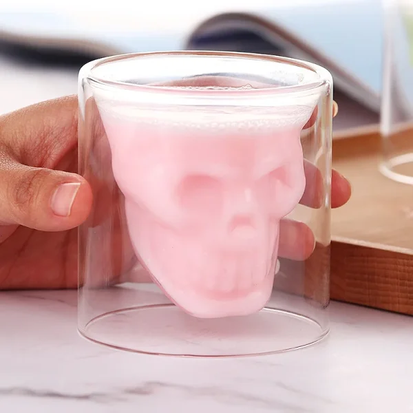 Double Skull Creative Glass Bar Clear Insulated Glass Skull Whiskey Liquor Beer Glass Shaped Glass - Image 4